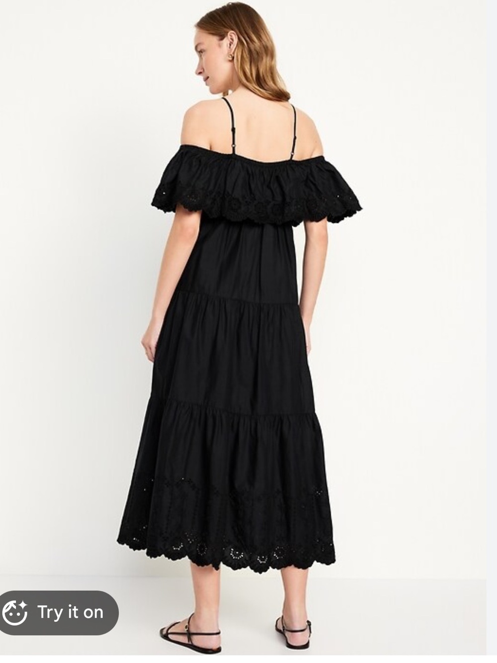 Old Navy Black Off-Shoulder Tiered Maxi Dress